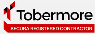 Tobermore logo with red geometric design and SECURA REGISTERED CONTRACTOR text below
